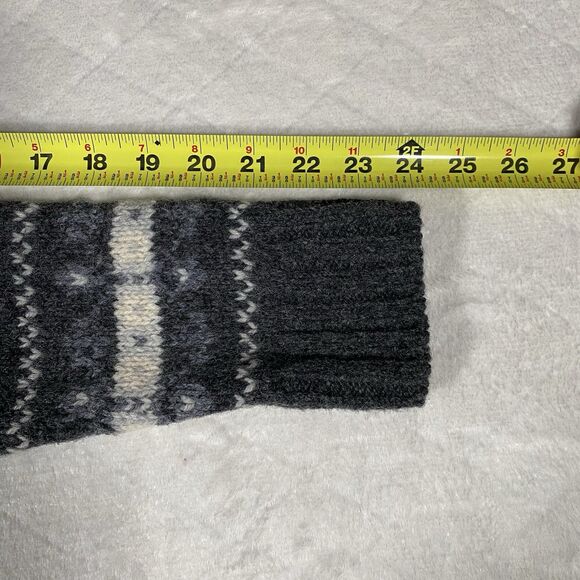 LL Bean Women’s XS Fair Isle Sweater Nordic Jumper Gray Lambs Wool Crewneck - Picture 7 of 8